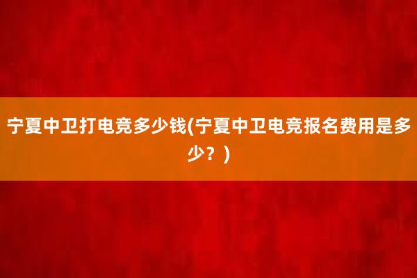 宁夏中卫打电竞多少钱(宁夏中卫电竞报名费用是多少？)