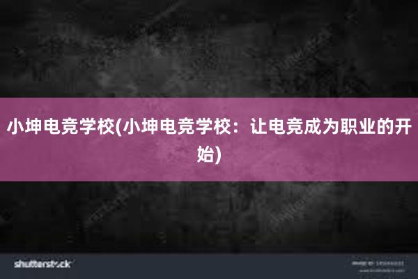 小坤电竞学校(小坤电竞学校：让电竞成为职业的开始)