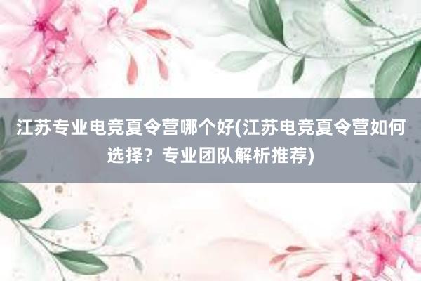 江苏专业电竞夏令营哪个好(江苏电竞夏令营如何选择？专业团队解析推荐)