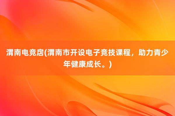 渭南电竞扂(渭南市开设电子竞技课程，助力青少年健康成长。)