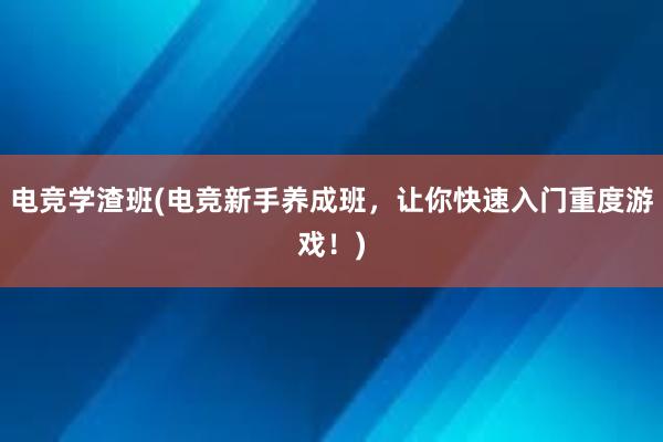 电竞学渣班(电竞新手养成班，让你快速入门重度游戏！)