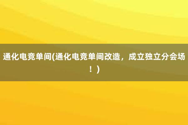 通化电竞单间(通化电竞单间改造，成立独立分会场！)