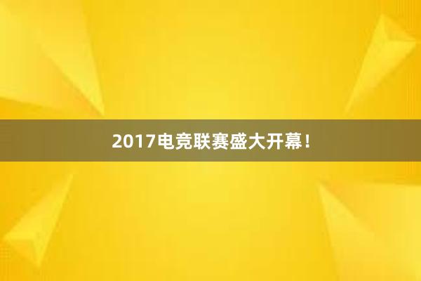 2017电竞联赛盛大开幕！