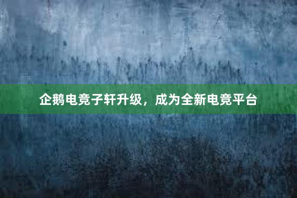 企鹅电竞子轩升级，成为全新电竞平台