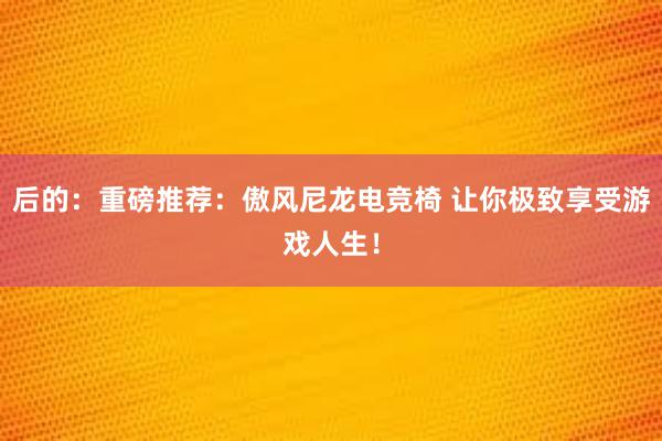 后的：重磅推荐：傲风尼龙电竞椅 让你极致享受游戏人生！