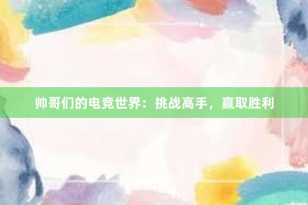 帅哥们的电竞世界：挑战高手，赢取胜利