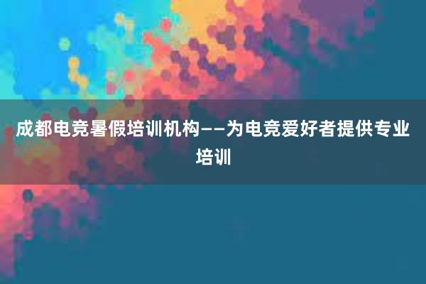 成都电竞暑假培训机构——为电竞爱好者提供专业培训