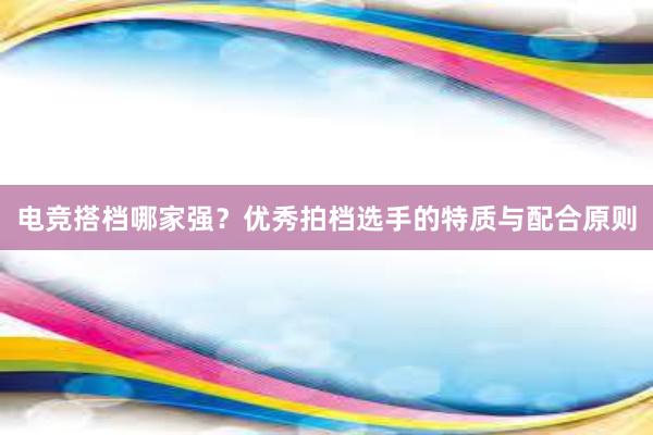 电竞搭档哪家强？优秀拍档选手的特质与配合原则